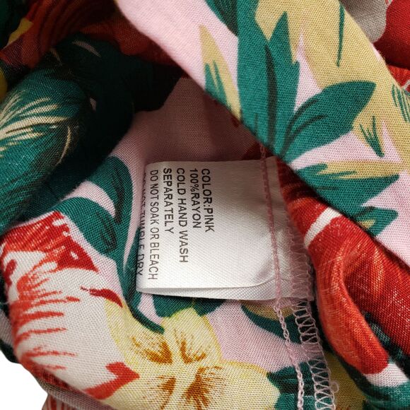 Anthropologie XIX Palms Floral Wide Leg Pants Womens 2 Pink High Rise Tropical - Picture 4 of 10